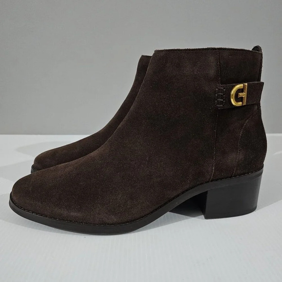 Cole Haan Holis Buckle Ankle Bootie Dark Chocolate Suede Leather Boot Size 9 - Picture 1 of 14